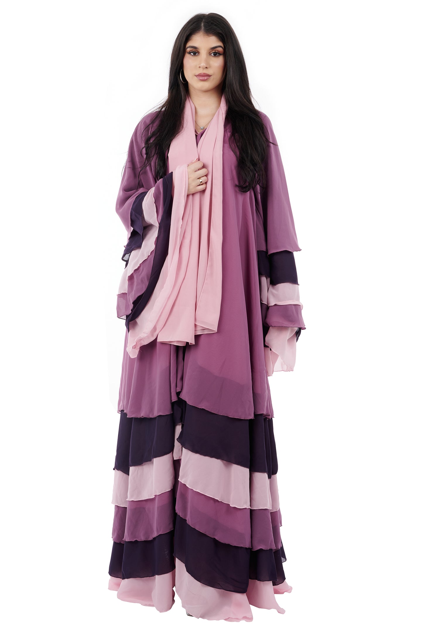 purple and pink abaya